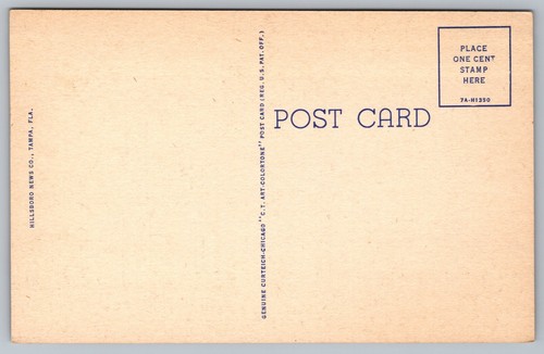 Postcard: Baptist Church, Tampa, FL, Hillsboro News, Curt Teich, 1937, Unposted - Picture 2 of 2