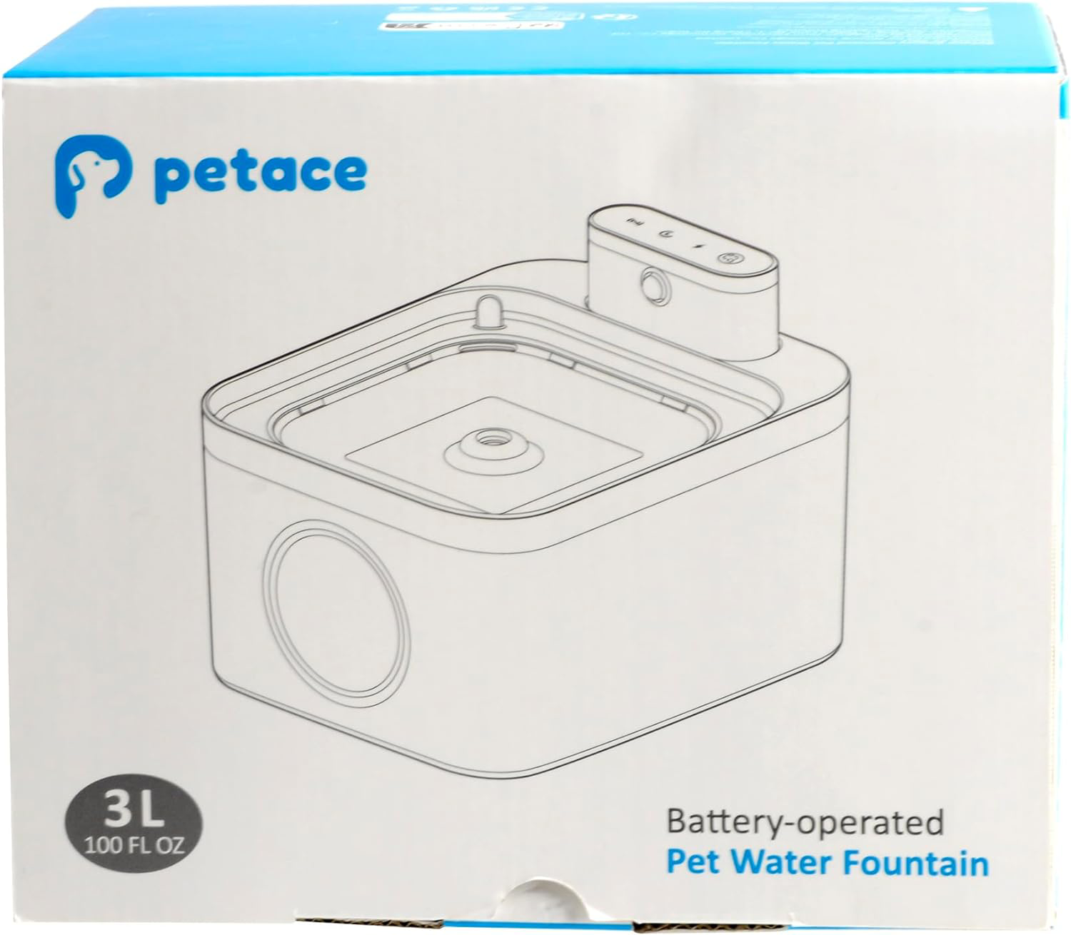 Petace Battery Operated Cat Water Fountain, 3L Wireless Cat Fountain