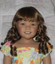 WEE 3 MARYANNE Doll Wig SIZE 14/15 Light Brown Long Wavy Curls  Bangs NWT