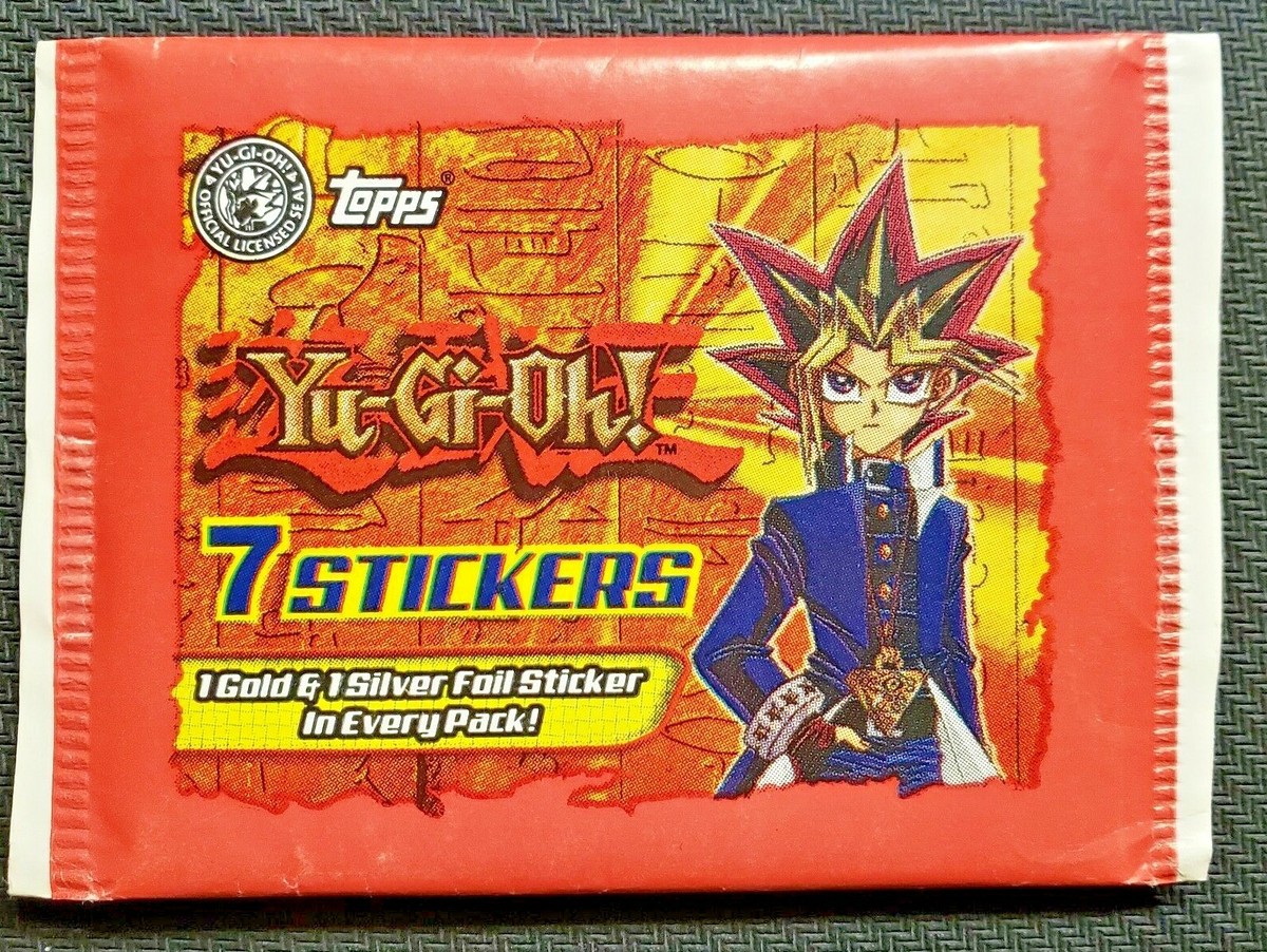 1996 YU-GI-OH! TOPPS 7 STICKER PACK 1 GOLD & 1 SILVER FOIL IN