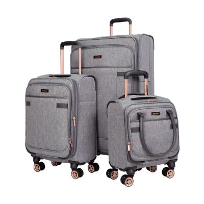 kensie Hudson Softside Spinner Luggage, Heather Gray, 3-Piece Set