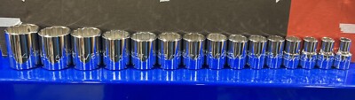 Proto 15pc 1/2  Drive Socket Set 12pt 3/8  - 1-1/4  w/ Rail J54114 USA NEW