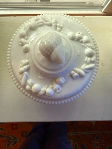 Vintage Westmoreland Argonault Milk Glass Candy Dish with Lid