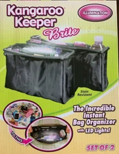Purse Bag Organizer Kangaroo Keeper Brite Black Illuminated - Set of 2 New