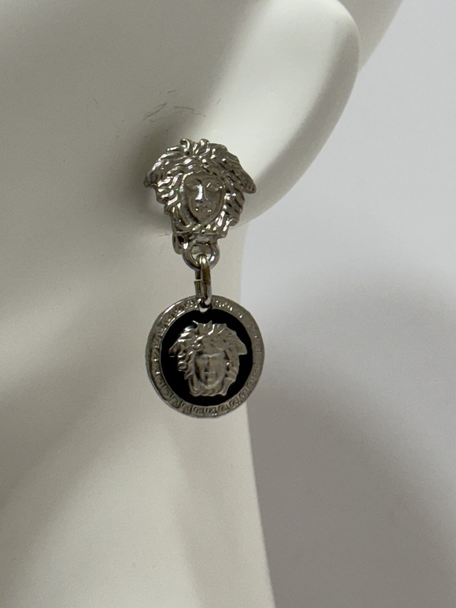 Vtg GIANNI VERSACE SILVER MEDUSA CLIP EARRINGS | eBay