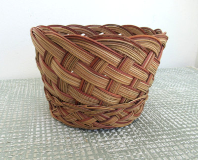 Wicker Rattan Small Round Basket  Brown  From the Philippines  4.5 inches tall