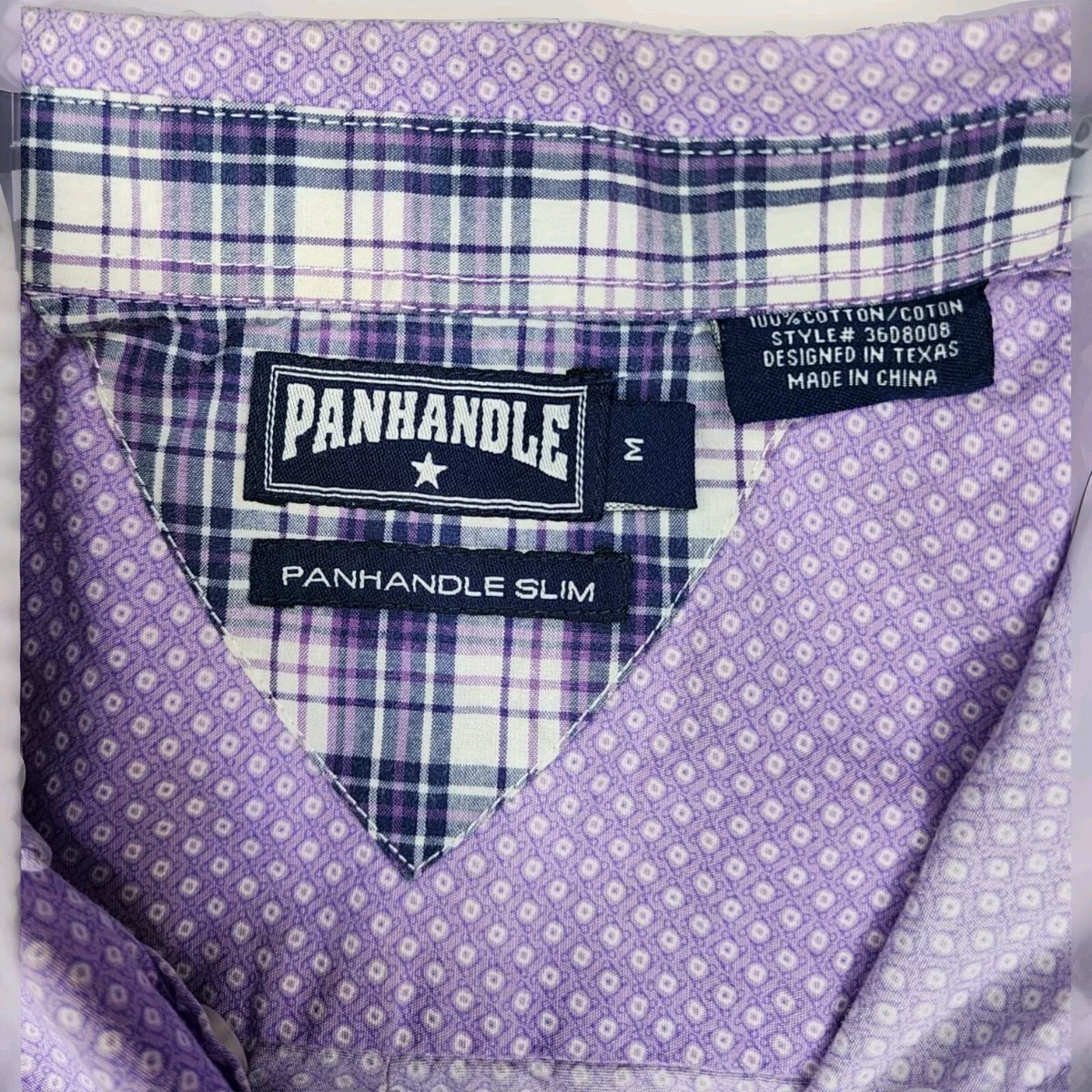 Panhandle Shirt Mens Medium Purple Check Western Long Sleeve Dress