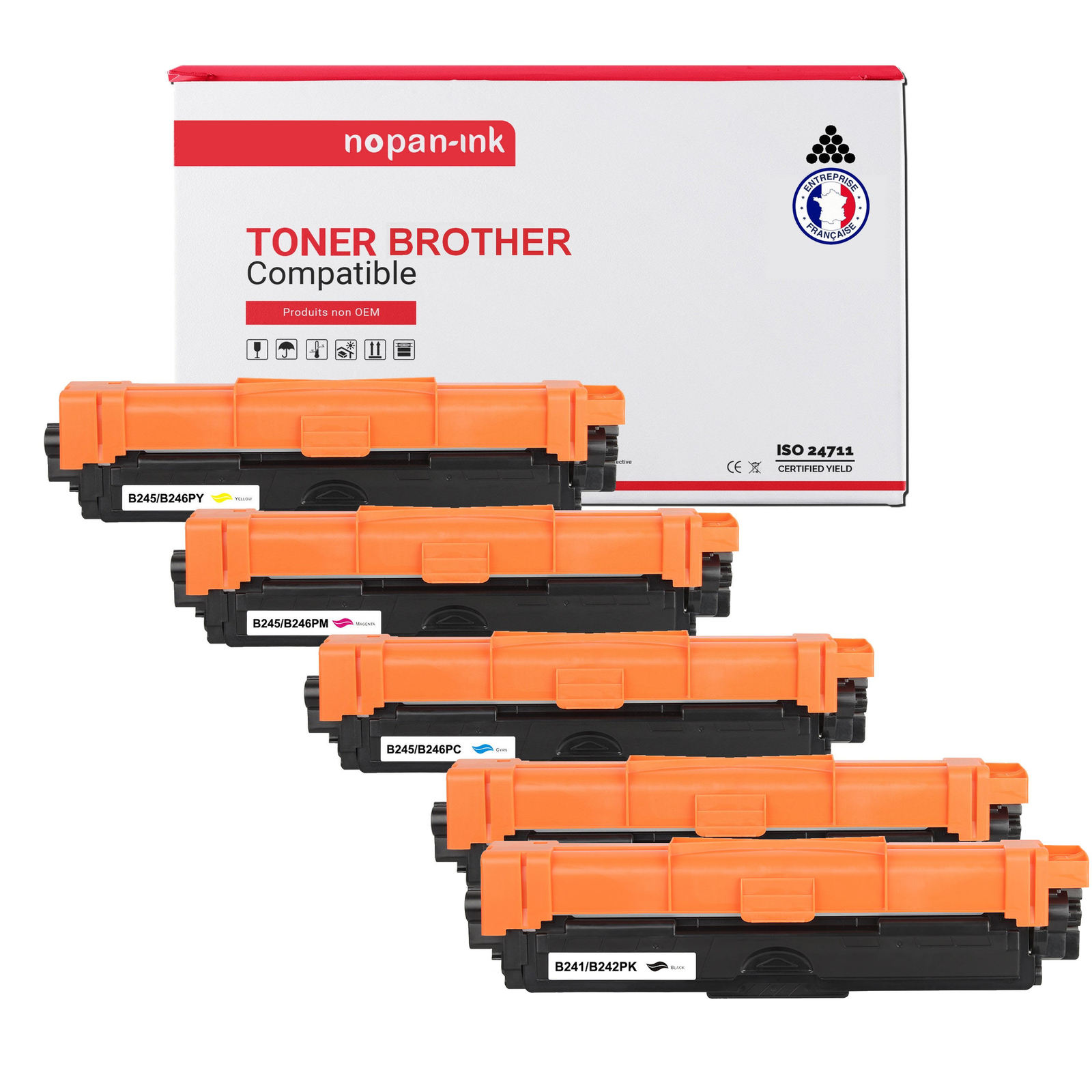Toner TN242 TN245 compatible Brother NOPAN-INK pack de 2 noirs et 2 couleurs