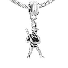 Baseball Player Charm Bead