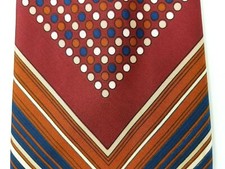 JCPenney Necktie Tie Mens Maroon Blue White Striped EUC