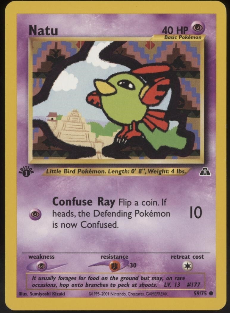 1st Ed Natu Non-Holo WOTC Pokemon Card 59/75 Neo Discovery Set EXCELLENT