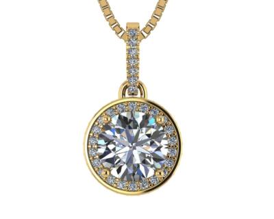 Gelbgold plattiert 925 Sterling Silber Solitär Halskette - 3 TCW Zirkonia