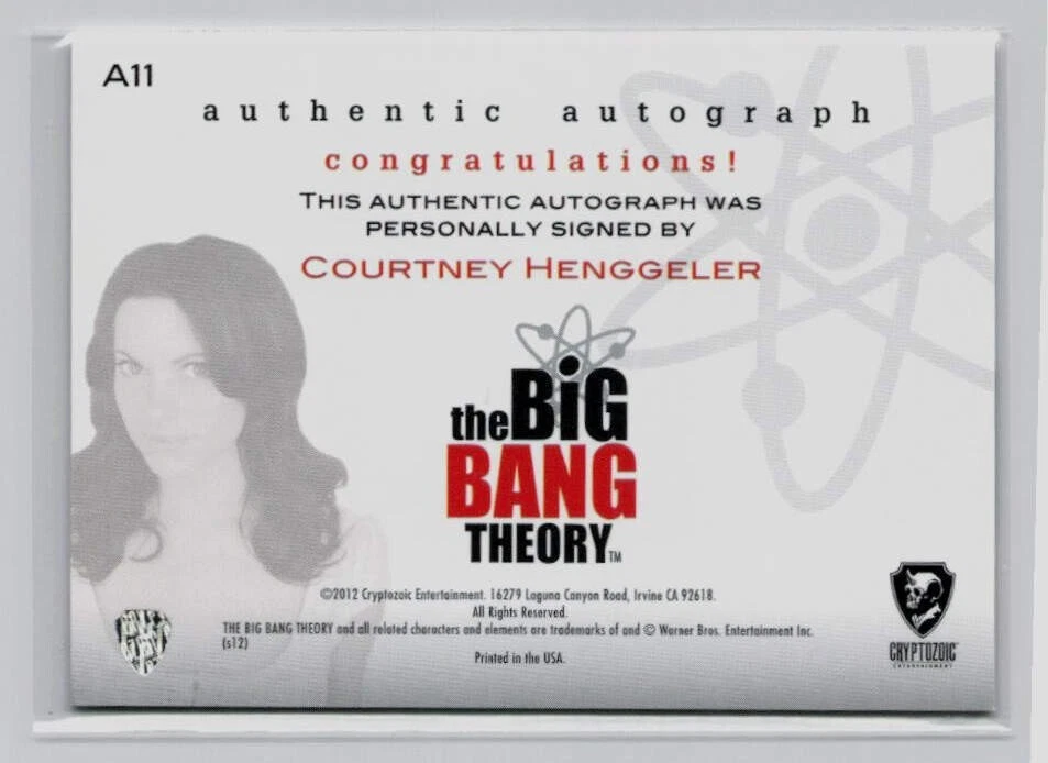 Cryptozoic The Big Bang Theory 2012 automático Missy Cooper #A11 Courtney Henggeler CK Foto 2 de 3