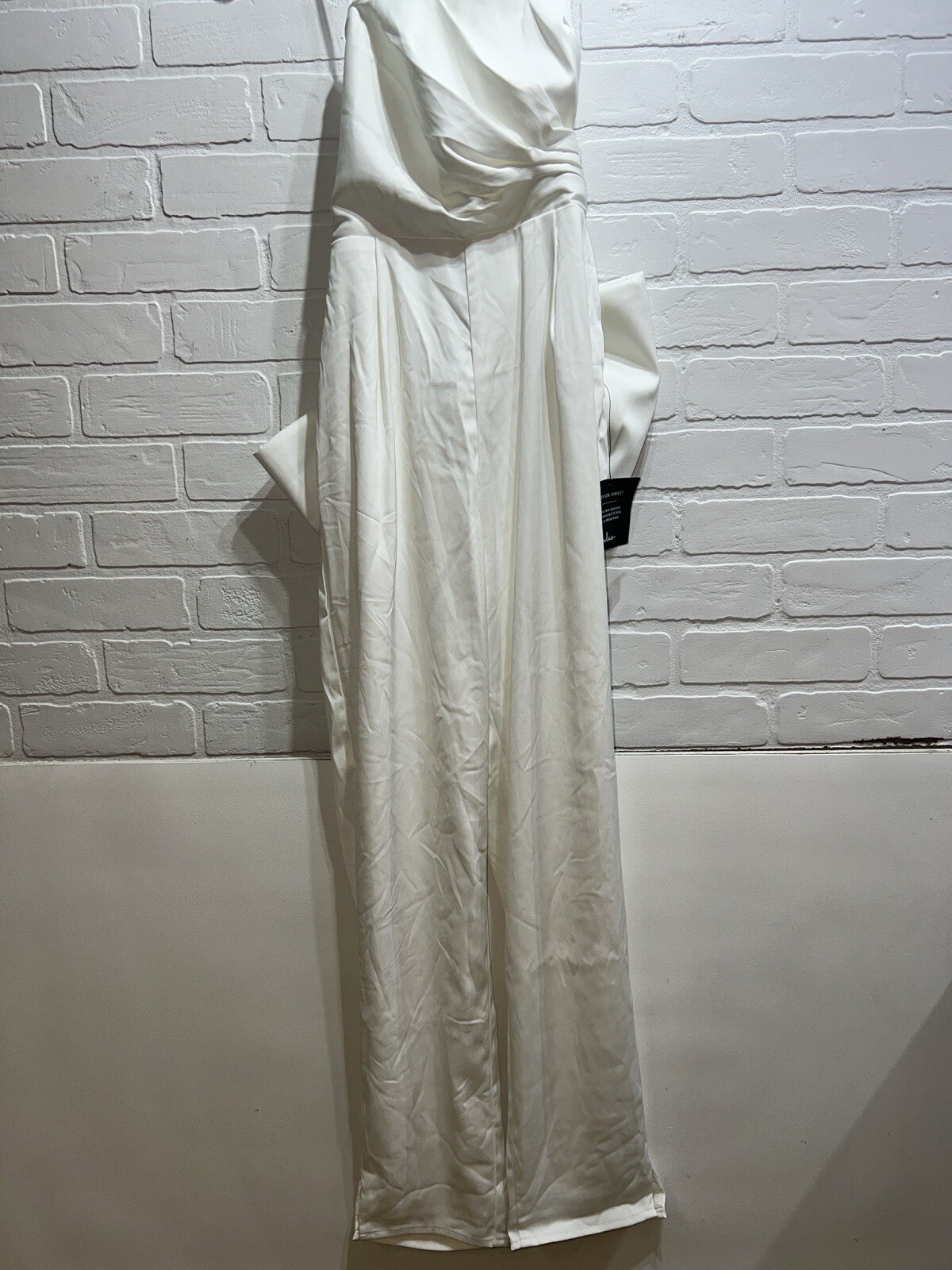 NWT! Lulus Beloved Bliss Ivory Strapless Slim Leg Bow Jumpsuit - Size XS $88 image 3