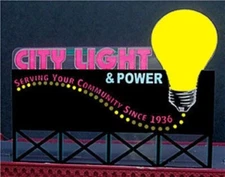 CITY LIGHT & POWER HO-SCALE ROOFTOP ANIMATED NEON SIGN- FLASHES & MORE-SUPER BUY