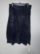 MSRP $80 INC Wide-Neck/Off the Shoulder Eyelash Fuzzy Sweater Black Size Large