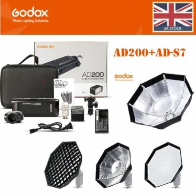 Godox 2.4G TTL HSS AD200 Proket Flash Light + Softbox multifunzione AD-S7 gratuito