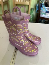 Lilly And Dan Kids, Purple Cute Rainbow Rain Boots Size 13/1 Cute And Clean