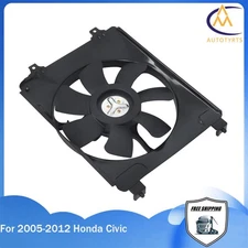 A/C Condenser Cooling Fan Radiator Black For 2005-2012 Honda Civic 1.8L 2.0L 12V
