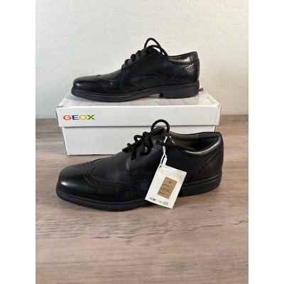 GEOX J Federico Black Patent Italian Leather Men's Shoes 6.5 EU 40 New in Box
