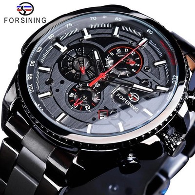 Herren Automatikuhr Edelstahl Mechanische Herrenuhr Luxus Militäruhr Männer Uhr,