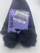 Claires Cute Fuzzy Black Pom Pom Dangle Earrings sensitive Solutions CL