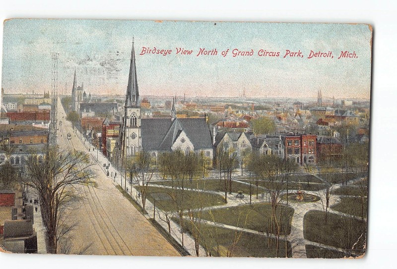 Detroit Michigan MI Postcard 1909 North Of Grand Circus Park Birdseye View