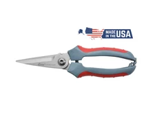 Clauss 8" Titanium Snips with Wire Cutter, Spring-Assist, Serrated Blades, Gray