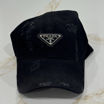 PRADA Black Solid Baseball Cap Adjustable Men's One Size Designer Casual