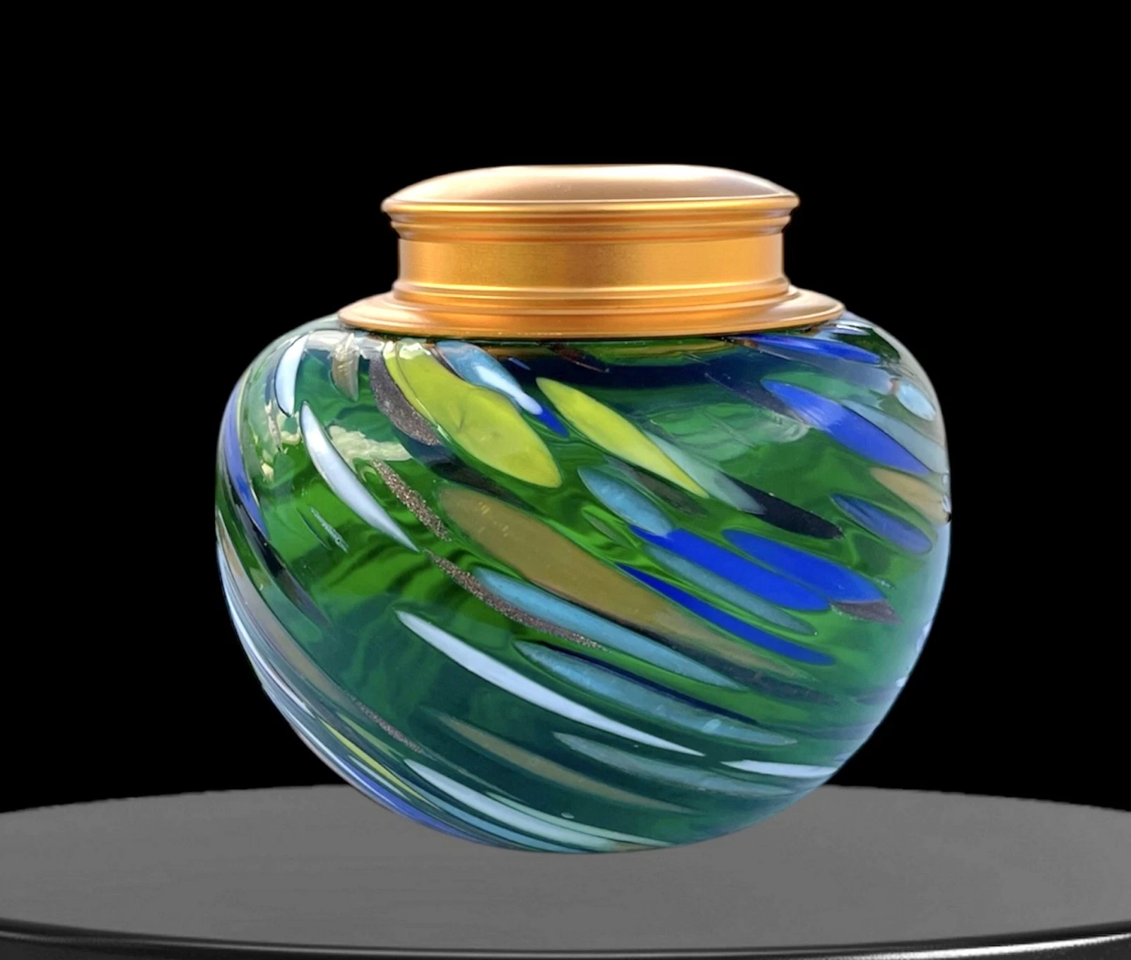 Art Glass Canister with Metal lid - Airtight Food Storage Container