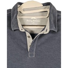 Tommy Bahama Mens Large Blue Textured Polo Shirt Tencel Blend