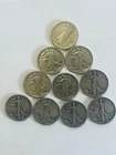 1917, 1927s, 1934 & 35 , 1941-1944. walking liberty half dollars 10 Coin Lot.