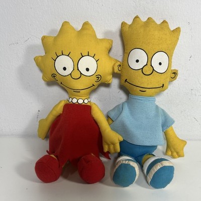 Vintage The Simpsons Bart & Lisa 10'' Dan-Dee Plush Doll 1990