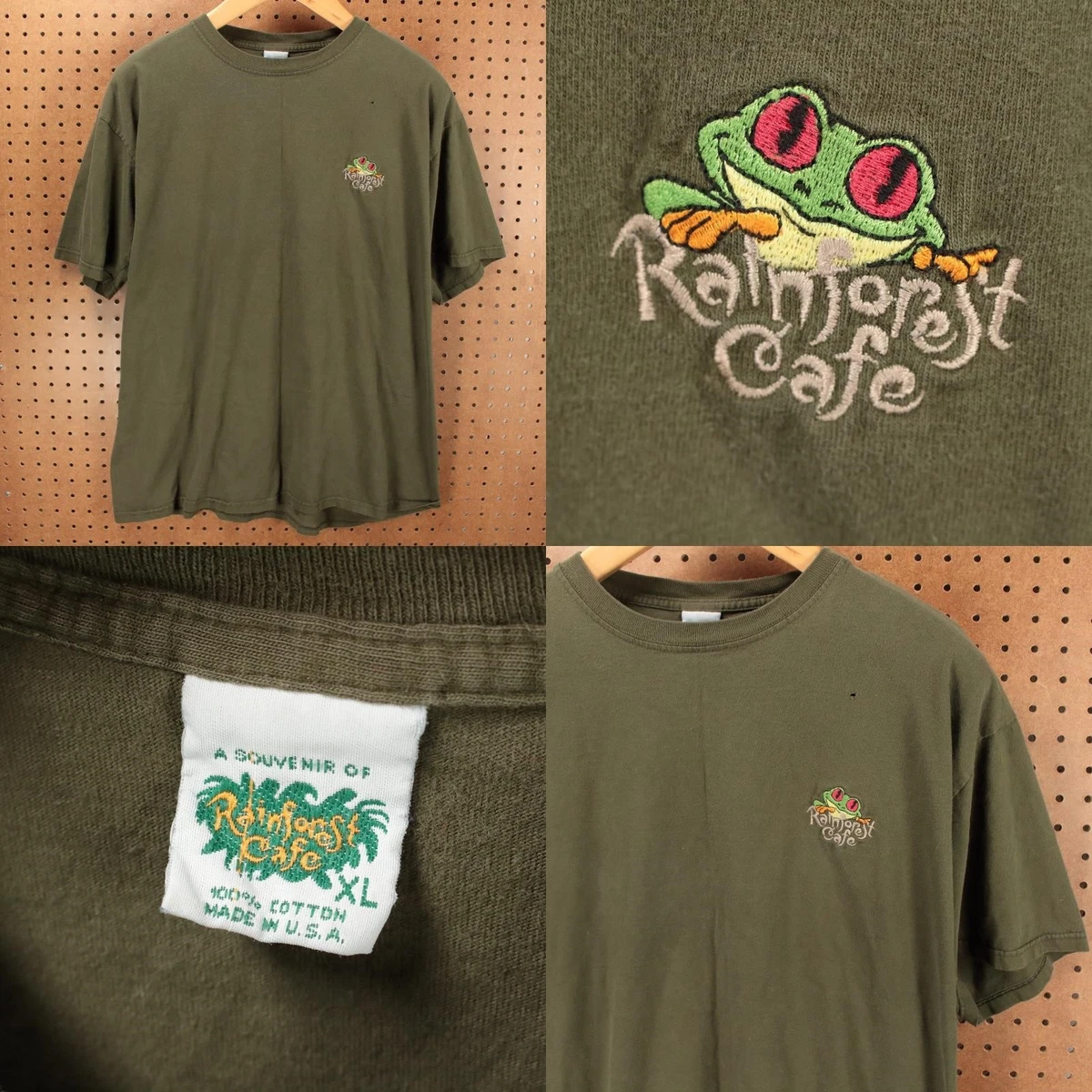 T-shirt Enfant Rainforest Cafe MGM Grand Las Vegas - Motif Grenouille Moto, Taille S 6/7, Noir