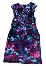 Dark Floral Dress Women’s M Stretchy Wrap Design Garden Lunch Casual Travel