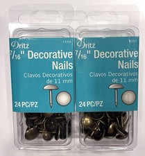 Dritz 11731 - 7/16" Decorative Nails-Smooth Head-Antique Brass 24/pkg - Lot Of 2
