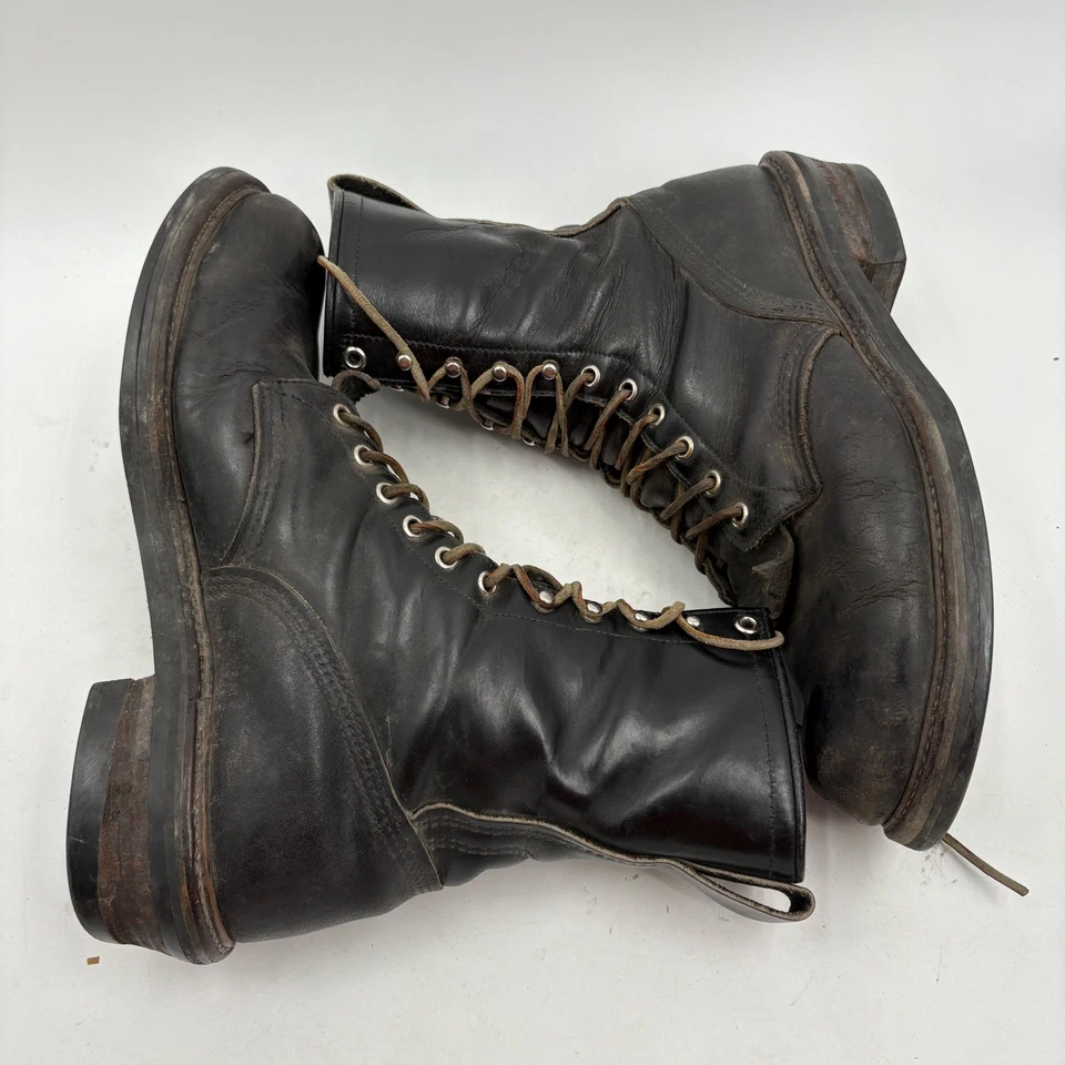 Botas Leñadoras Vibram 11 C De Colección Red Wing Para Hombre Cuero Negro Hechas en EE. UU. Foto 3 de 4