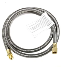 6FT Stainless Steel Braided Propane Hose Extension Assembly 6 Feet, Silver 