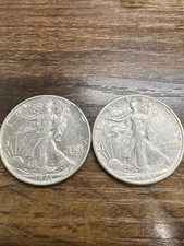 1943-P&D Set Walking Liberty Half dollar  Actual Coins Check My Store Out & Save