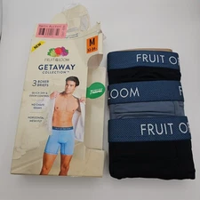 3PK Fruit of the Loom Men's Boxer Briefs Getaway Collection Quick Dry SZ MEDIUM