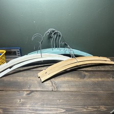 Vintage lot Wood notched Hangers White, Blue, Blonde
