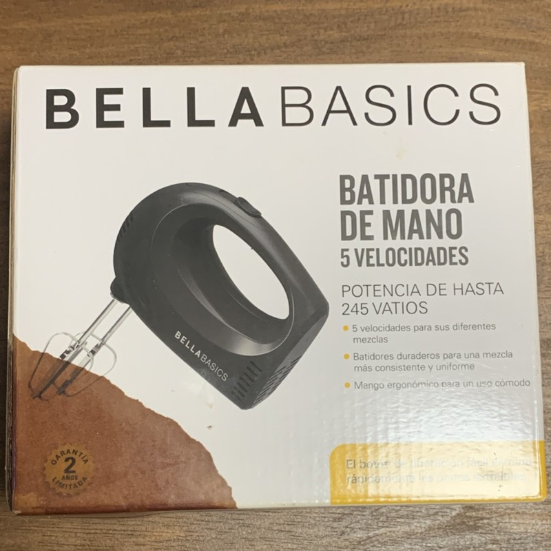 BELLA BASICS HL-3030 245W 5-Speed Handheld Mixer Black w/ Beater