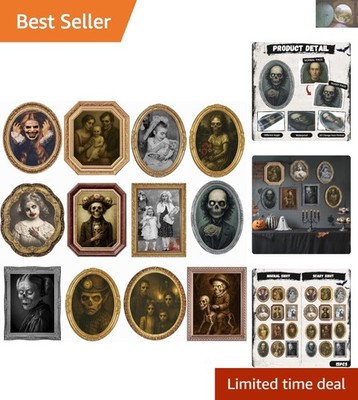 Waterproof 3D Changing Face Portraits - 12 Pack Horror Wall Decor for Halloween