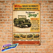 Willys Jeep 1959 Surrey Retro Look Metal Aluminum Plaque Vintage Auto Art