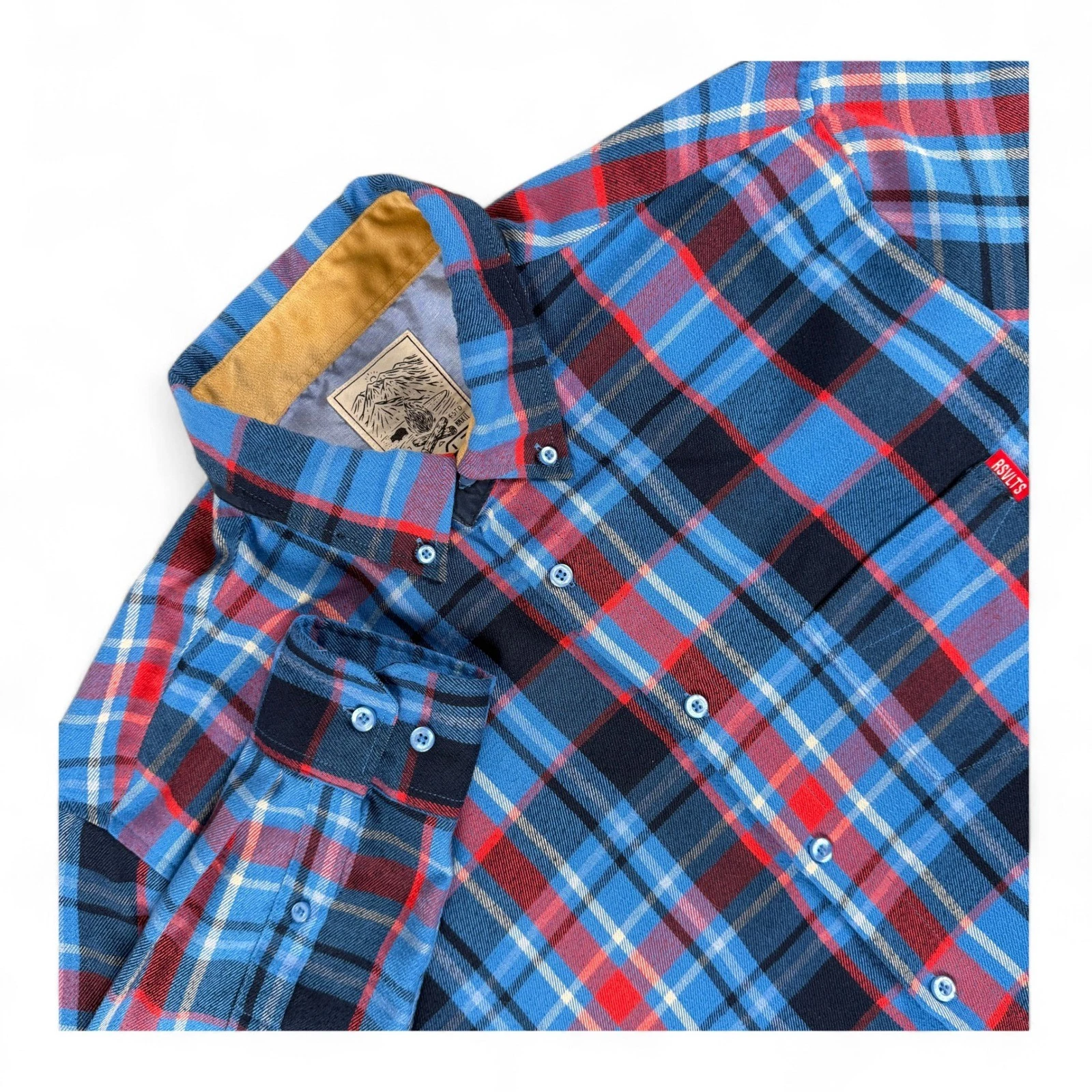 RSVLTS The Roosevelts Flannels Shirt Mens XL Blue Plaid Long Sleeve Button Down