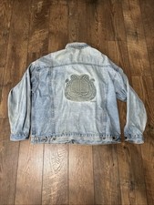 Vintage TYCA embossed Garfield denim Trucker jacket distressed XL USA made