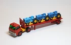 Matchbox Lesney King Size K20 Ford Tasker Transporter, 3x Ford Tractors