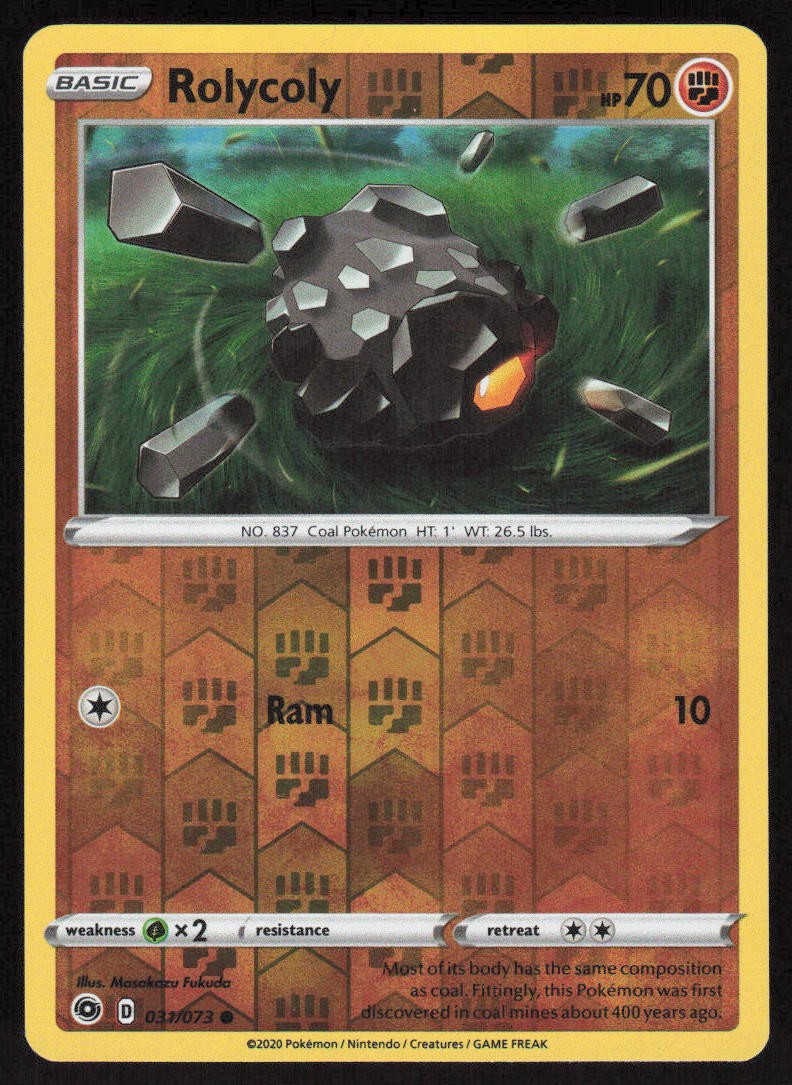 Pokemon Rolycoly Common 31/73 Champion's Path Reverse Holofoil NM
