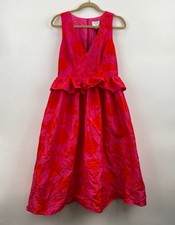 Kate Spade NY x Target Pink/Red Classic Rose Peplum Midi Dress - Size 8