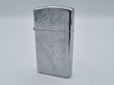 Zippo Venetian Chrome Slim 1992 Lighter Feuerzeug Vintage
